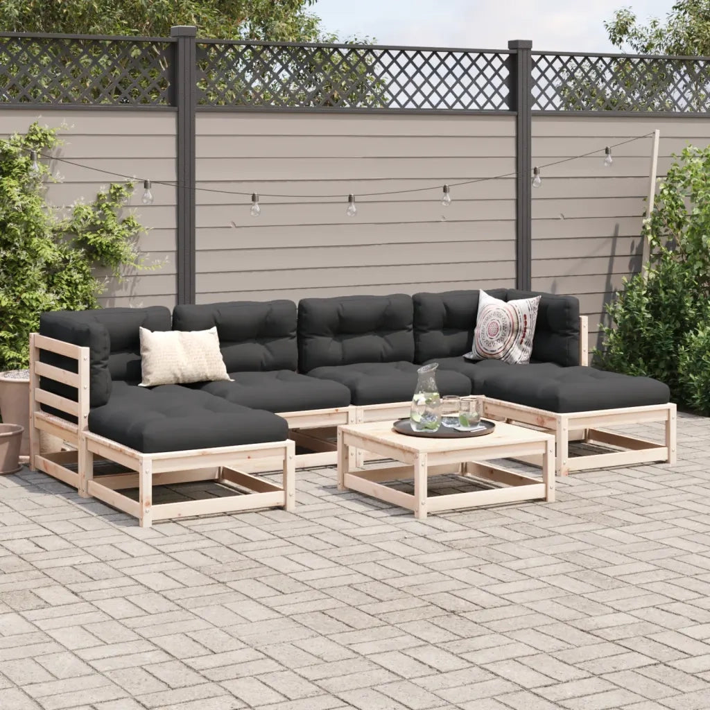 Set Divani da Giardino 7 pz con Cuscini Legno Massello di Pino 3295822