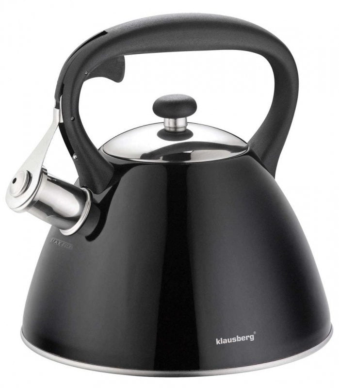 Klausberg KB-7208 Bollitore a fischio in acciaio inox nero da 3 litri