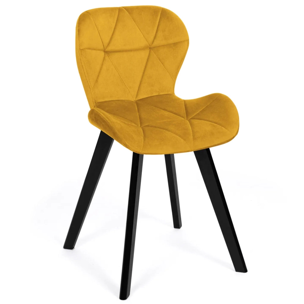IDMarket - Juego de 4 sillas ROBINE en mezcla de terciopelo azul, gris oscuro, gris claro y amarillo