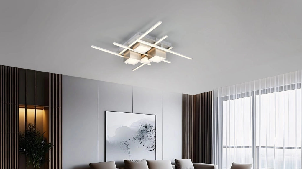 Plafoniera LED, metallo, acciaio, 70x70 cm, Roger