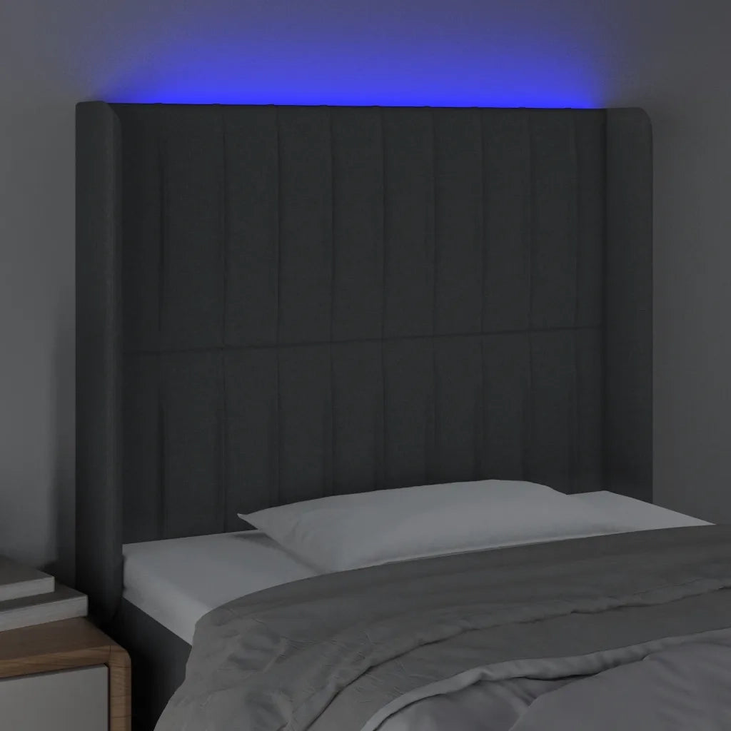 Testiera a LED Grigio Scuro 93x16x118/128 cm in Tessuto 3124269