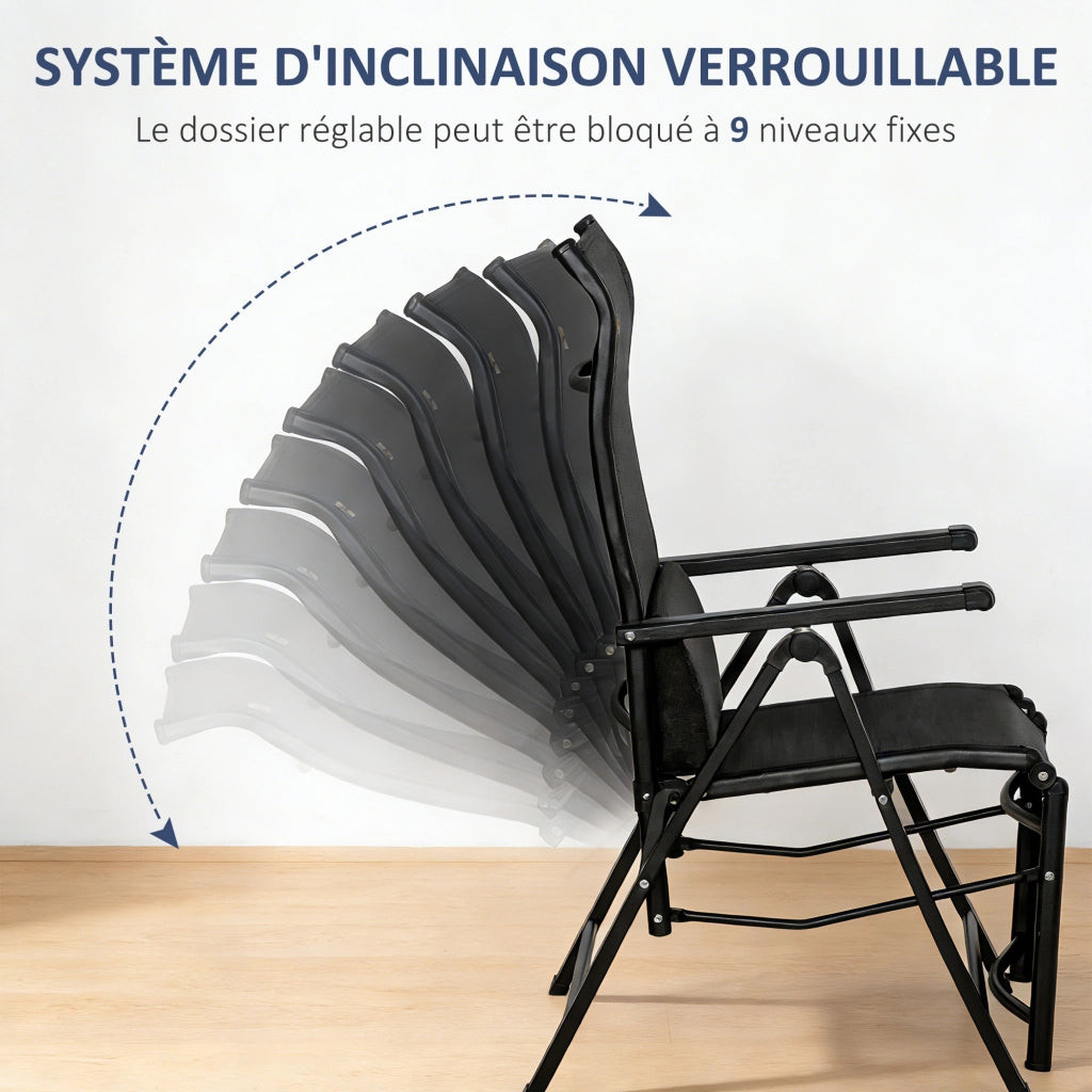 Poltrona da giardino reclinabile con cuscino ¨C zephmum ¨C nero
