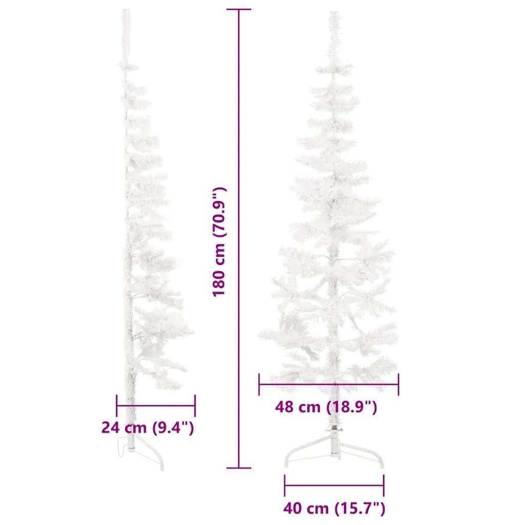 Albero Natale | Decorazioni natalizie Artificiale Sottile a Met¨¤ Supporto Bianco 180 cm