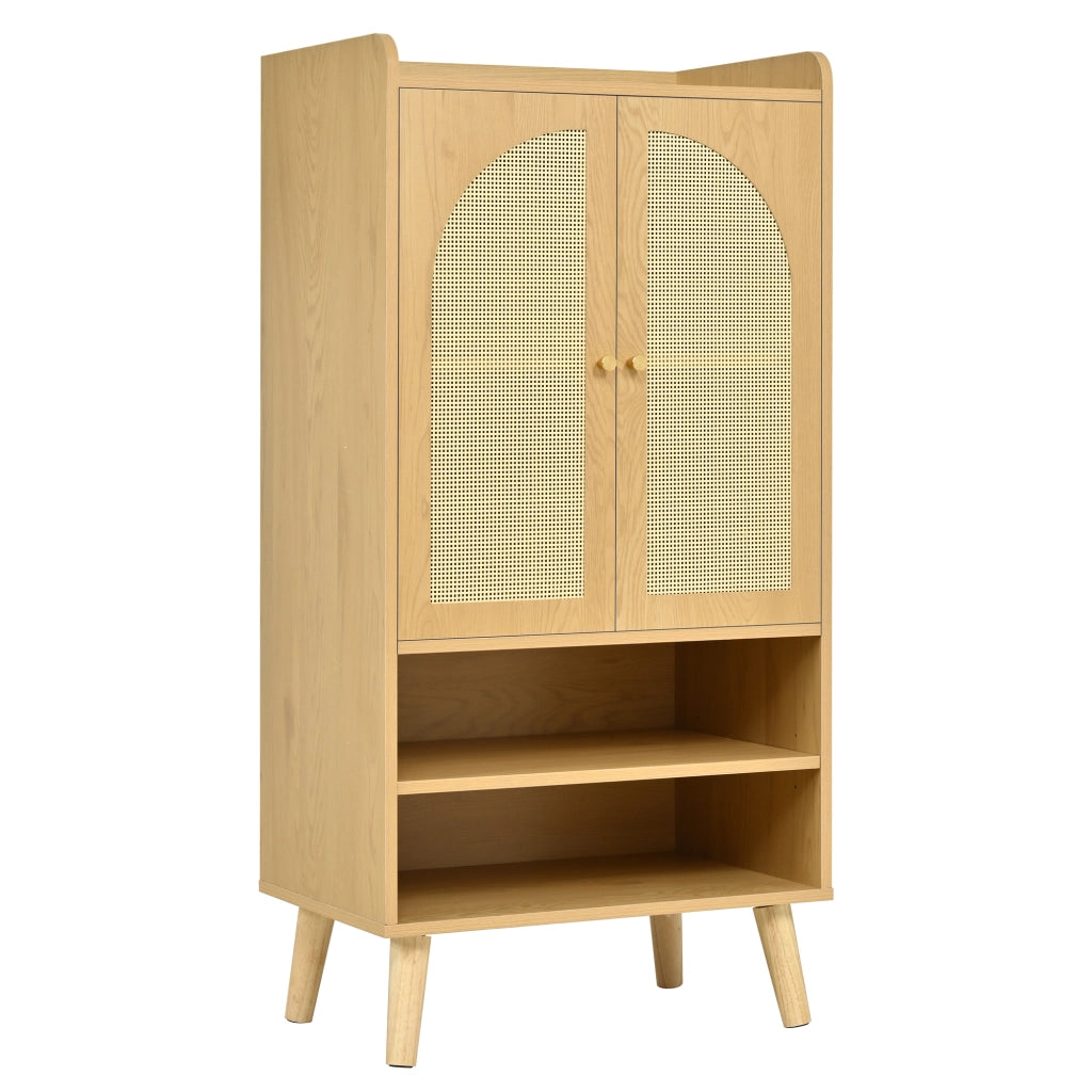 Mobile TV Rattan con 2 ante e 2 ripiani aperti - Zephmum- B60¡ÁT40¡ÁH121 cm grande capacit¨¤