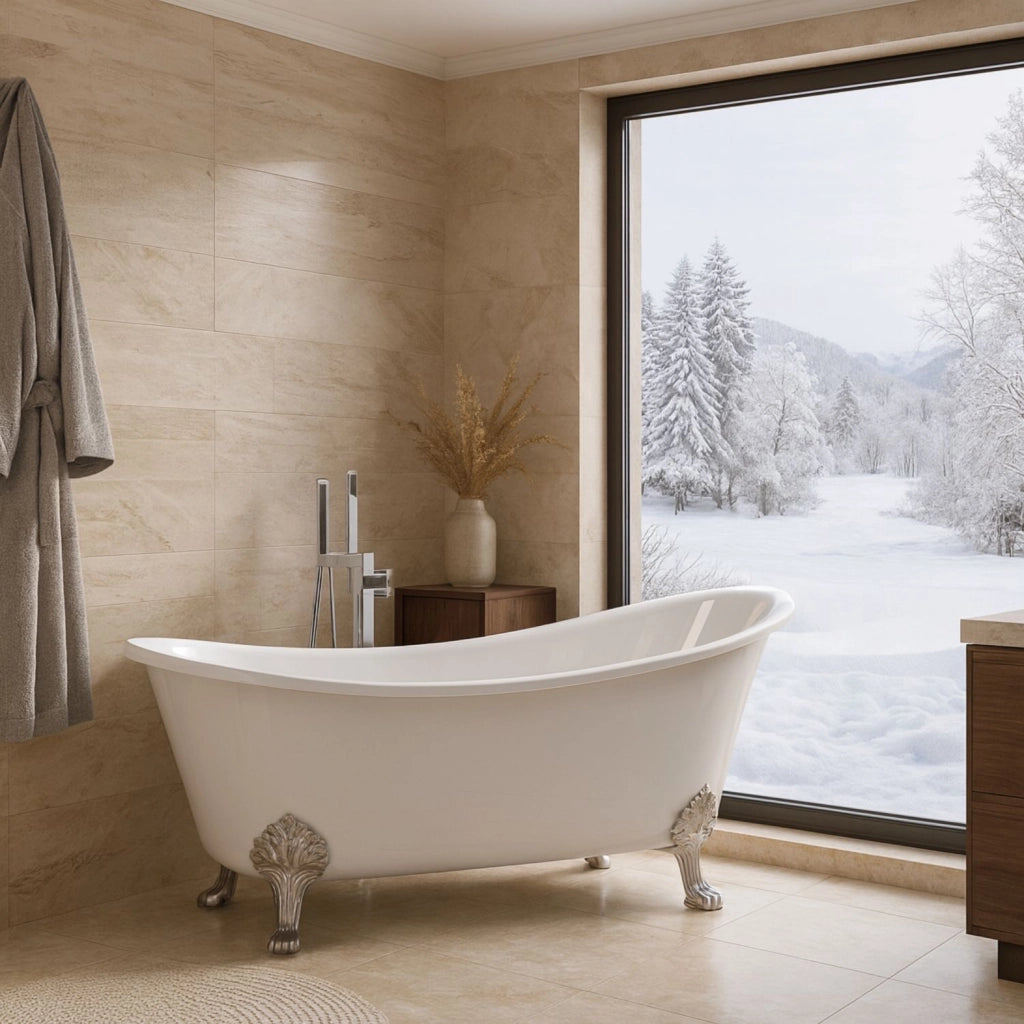 Vasca da bagno free standing ovale con piedini bianco lucido 160 x 75 x 84cm