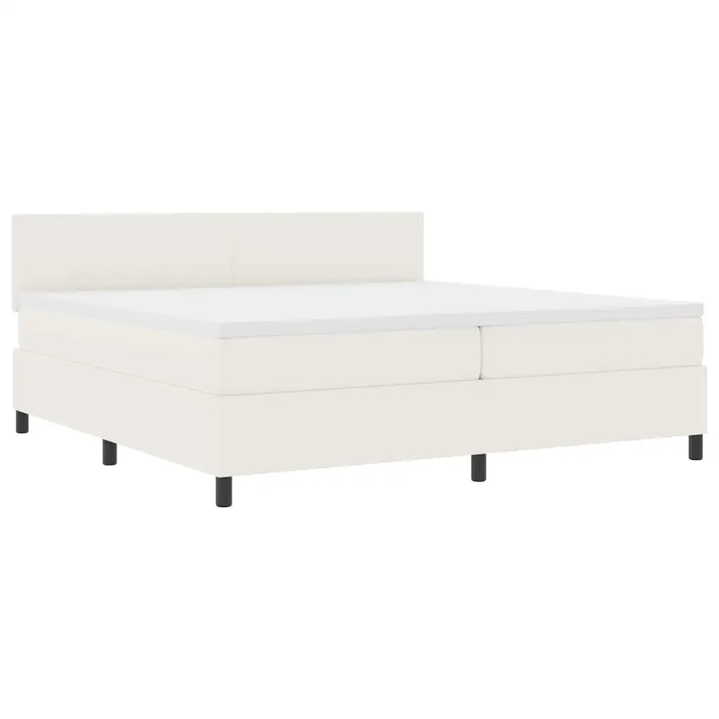 Letto a molle Crema e Bianco 200 x 200 cm Tessuto in Cords 3337529