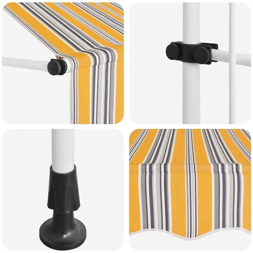 Tenda da Sole Retrattile Manuale 200 cm a Strisce Blu e Gialle cod mxl 15643