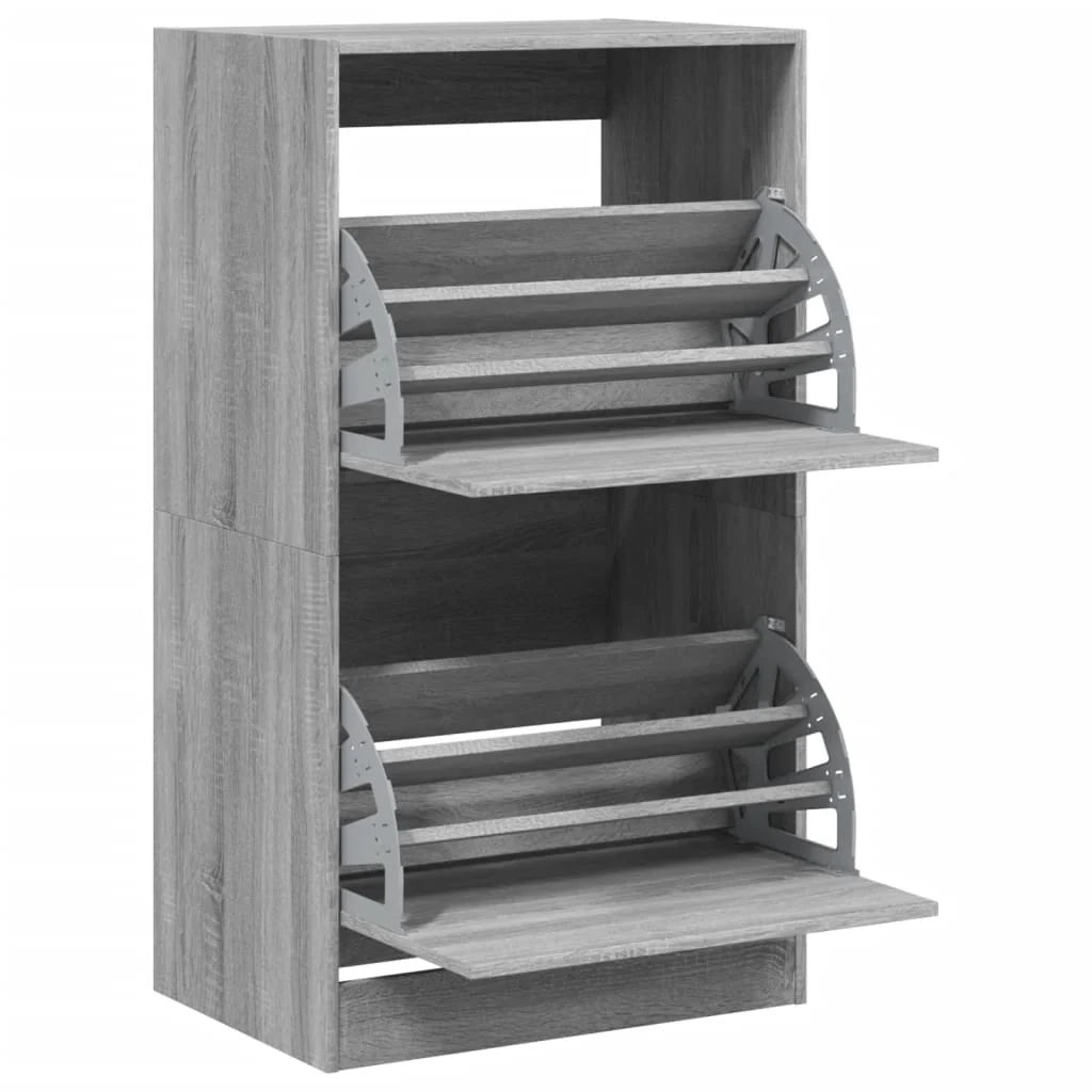 Scarpiera mobile contenitore per scarpe mobile per ingresso/corridoio/soggiorno 2 cassetti a ribalta grigio Sonoma 02_0021349