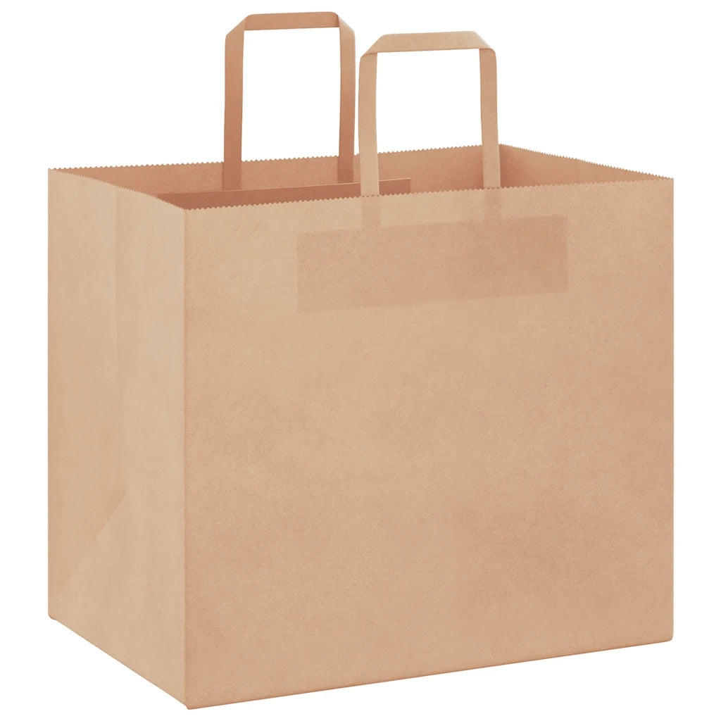 Sacchetti di Carta 250 pz con Manici Marrone 32x22x28 cm