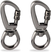 Karabina con chiave inglese rotativa per cinturone per cani e chiavi - Acciaio inox - 2 pezzi - Nero