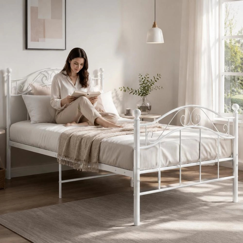 White Metal Bed 90x200 Cm