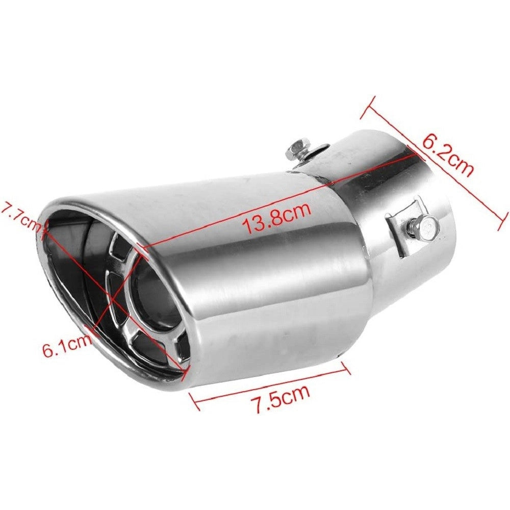 Trade Shop - Terminale Di Scarico Marmitta Universale Posteriore 62mm In Acciaio Silenziatore -