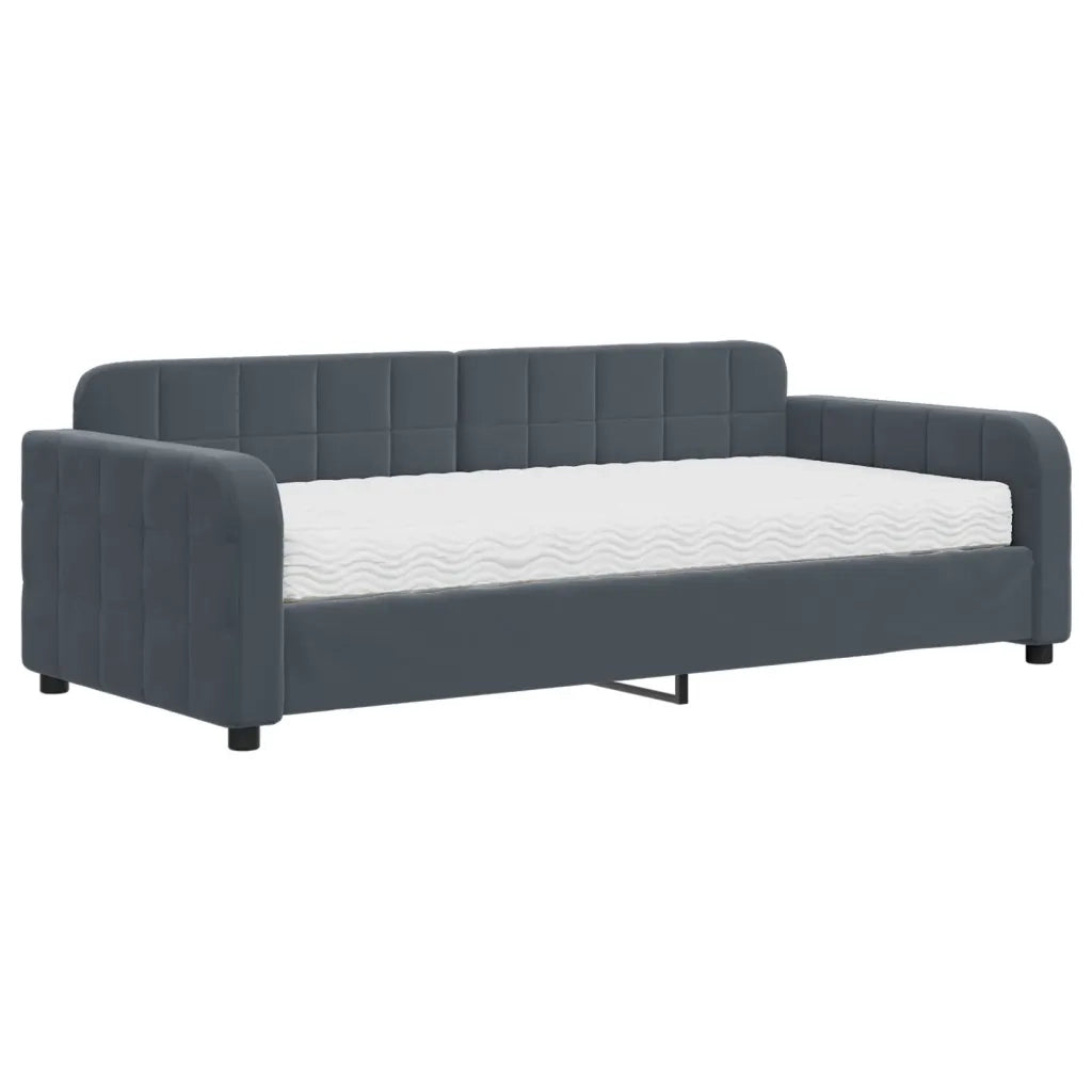 Divano Letto con Materasso-Sofa Letto-Daybed Grigio Scuro 90x190 cm in Velluto 517077