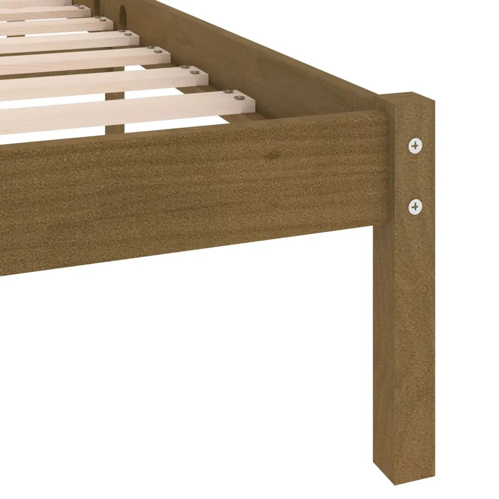 Letto matrimoniale | Letto per adulti | Giroletto Marrone Ambrato in Legno Massello di Pino 200x200 cm