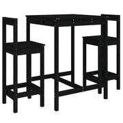 Set Bar da Giardino 3 pz | Set Salotto da Giardino Nero in Legno Massello di Pino