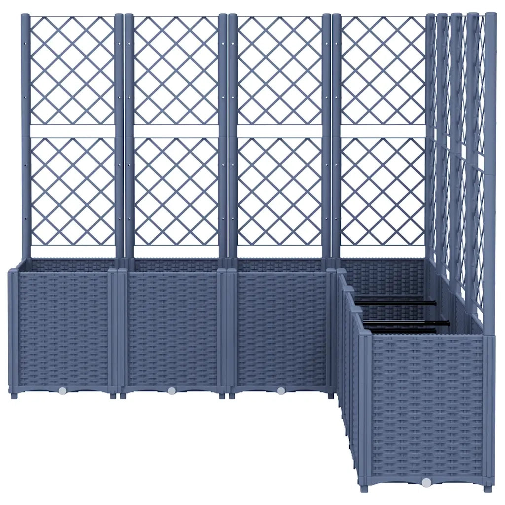 Fioriera | Cassetta per fiori | Vaso Giardino con Traliccio Grigio Blu 160x160x140 cm PP