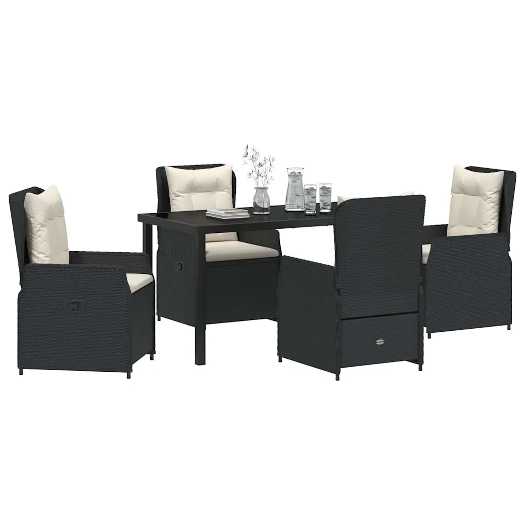 Set da Pranzo per Giardino 5 pcs Nero polyrattan 3380941