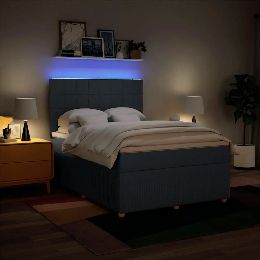 Giroletto a Molle con Materasso Blu 140x190 cm in Tessuto