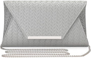 Clutch per donna in PU e pelle con catena in argento, tasca da braccio e tasca da spalla piccola per donne