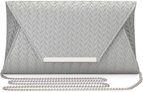 Clutch per donna in PU e pelle con catena in argento, tasca da braccio e tasca da spalla piccola per donne