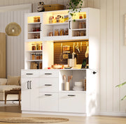 Mobile cucina multifunzione con piano di lavoro 145 x 40 cm; LED RGB; bianco in MDF