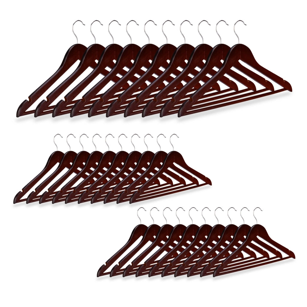 Set di 30 grucce in legno marrone con tacche 13_0002499