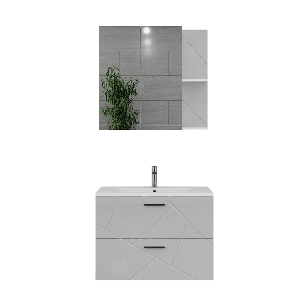 Vicco Set di mobili da bagno Bianco/bianco lucido 3 parti