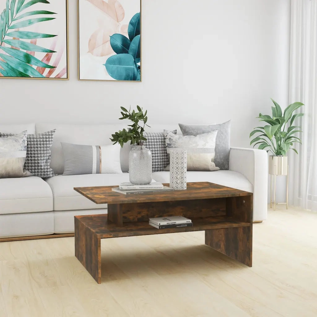 Tavolino da salotto | Tavolino da caff¨¨ | Tavolino da Soggiorno Rovere Fumo 90x60x42,5 cm Legno Multistrato