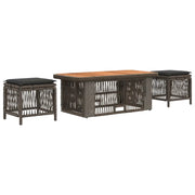 Set da Pranzo per Giardino 4 pz | Set Salotto da Giardino Grigio e Grigio Scuro