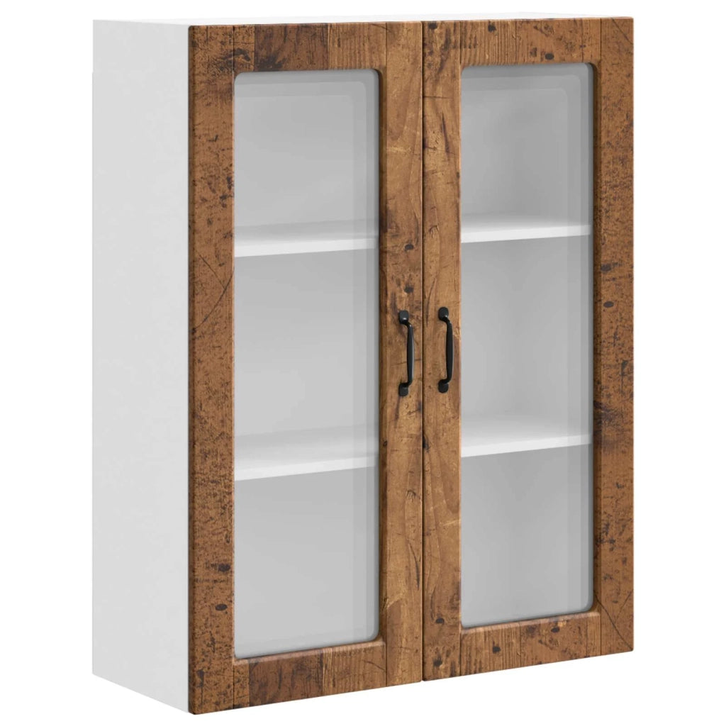 Pensile da cucina | Mobile in vetro da parete PORTO Legno vecchio 80 x 31 x 100 cm