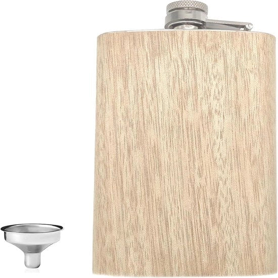 Mini-contenitore di vetro con coperchio in acciaio inossidabile e manico in legno per arrampicata e passeggio - Contenitore portatile per alcol
