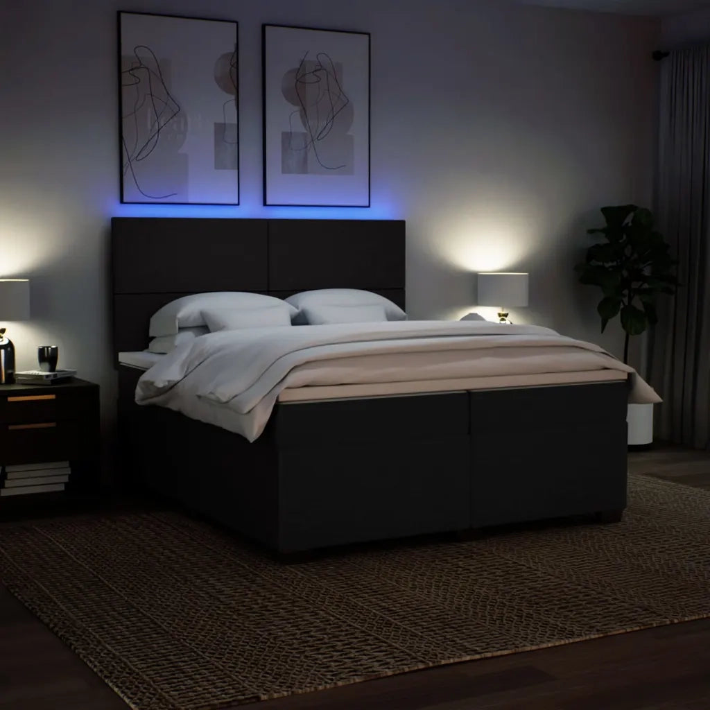 Giroletto a Molle con Materasso Nero 200x200 cm in Tessuto