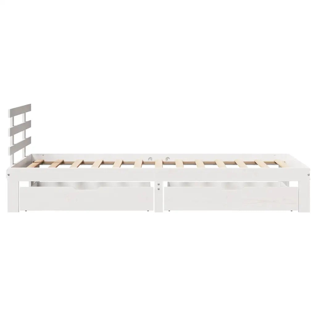 Giroletto con Cassetti-Struttura Letto con contenitore Bianco 100x200 cm Legno Massello di Pino 420766