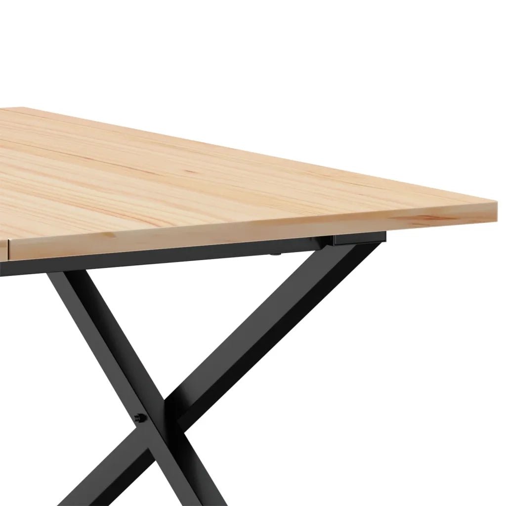 Tavolino da Salotto Telaio a X 80x80x45 cm Legno Pino e Acciaio