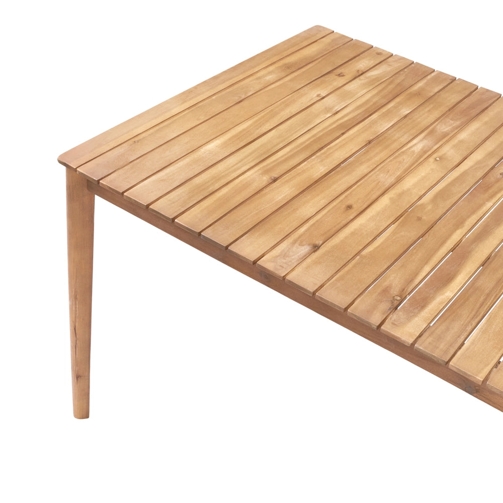 Set da pranzo da giardino con 6 sedie e tavolo marrone chiaro in legno di acacia con piano rettangolare in stile rustico da esterno