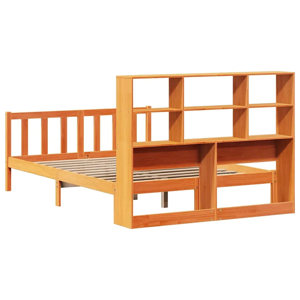 Letto Libreria senza Materasso Marrone Cera 150x200 cm in Pino 3321723