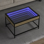 Tavolino da Salotto con LED Infinity-Tavolino da soggiorno Rovere Sonoma 70x50x41 cm