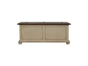 Cassapanca in legno Shabby chic mod cipolla bicolore avorio anticato e noce