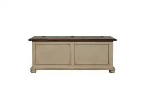 Cassapanca in legno Shabby chic mod cipolla bicolore avorio anticato e noce