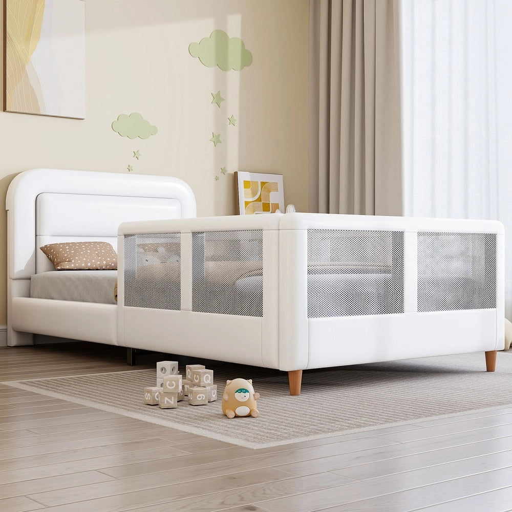 Letto Singolo Imbottito con Sponde ¨C Xylo ¨C Bianco 90x200