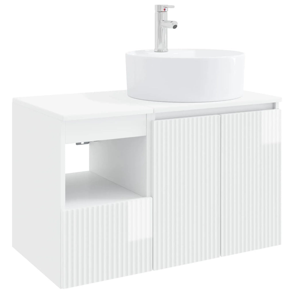 Set di mobili per il bagno 2 pz Bianco Lucido 3404078