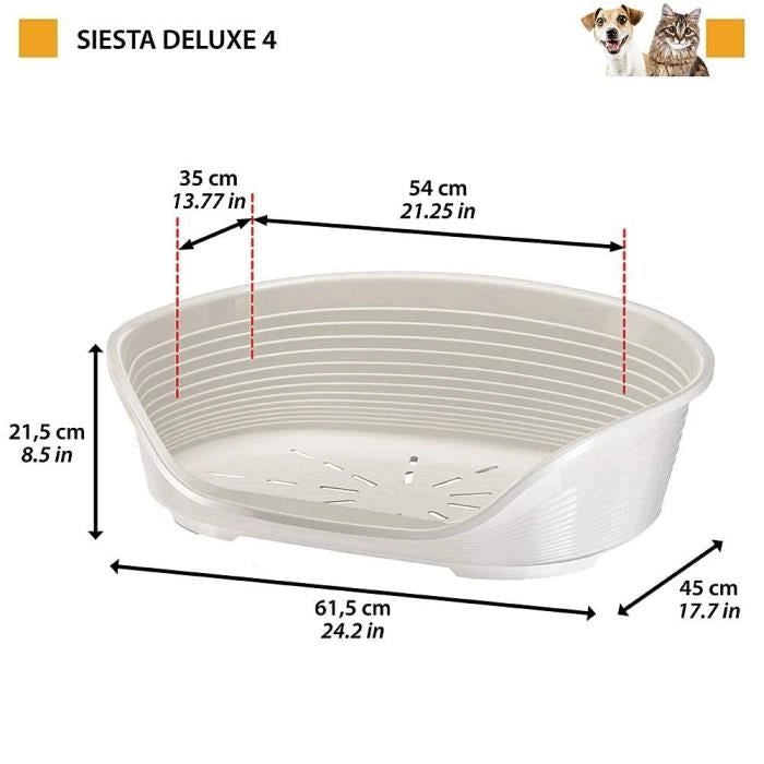 FERPLAST Cestino Siesta Deluxe 4 - 61,5x45x21,5 cm - Grigio scuro - Per cani e gatti