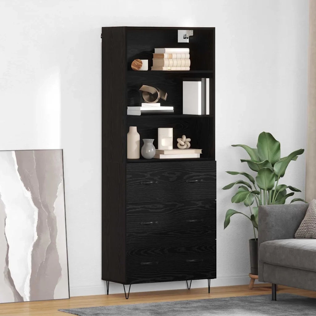 Credenza con cassetto 2 pcs Rovere Nero Legno multistrato 3416154