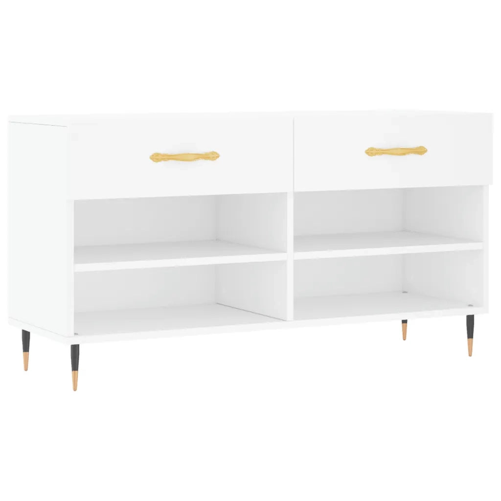 Panca Porta Scarpe-Sgabello-Panca Scarpiera Bianca 102x35x55 cm in Legno Multistrato 651777