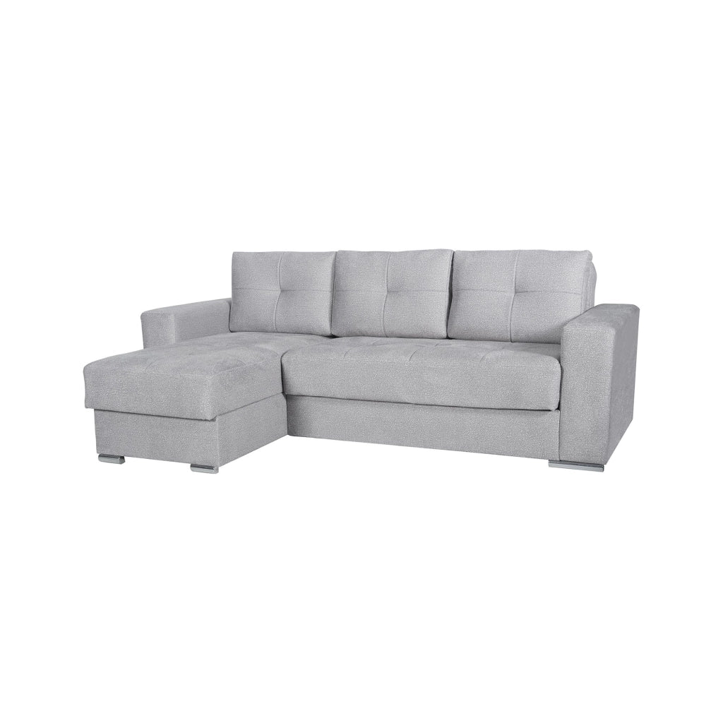 Cesaro, Divano Letto con Penisola Contenitore, 236x156 cm Grigio Chiaro