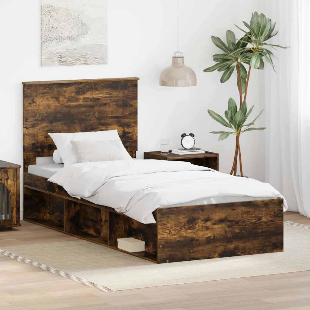 Struttura del letto Rovere fumé 75 x 190 cm Pino massello