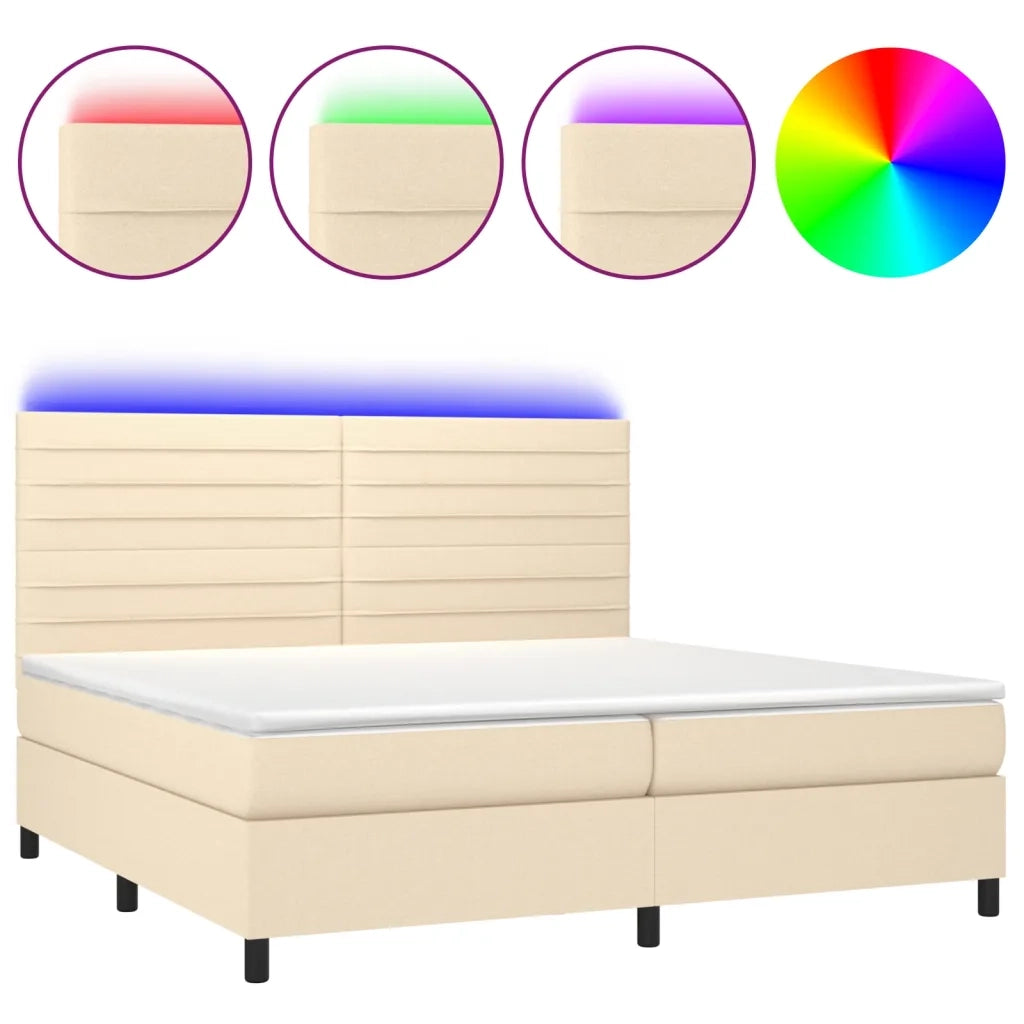 Letto a Molle Materasso e LED bianco 200x200cm in Tessuto 3134986