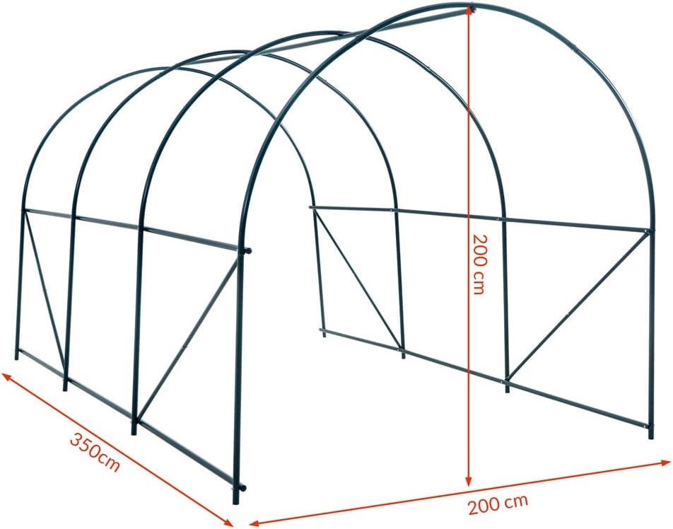 Serra da Giardino 7m² Porta Arrotolabile 6 finestre Serre Tunnel Piante Orto Giardinaggio 350x200x200cm