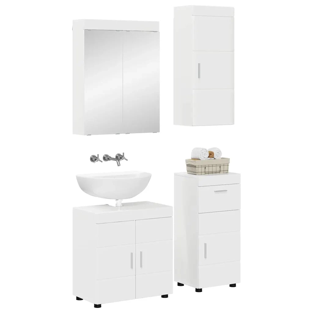 Set di mobili per il bagno TULUM 4 pcs Bianco Lucido 3398048