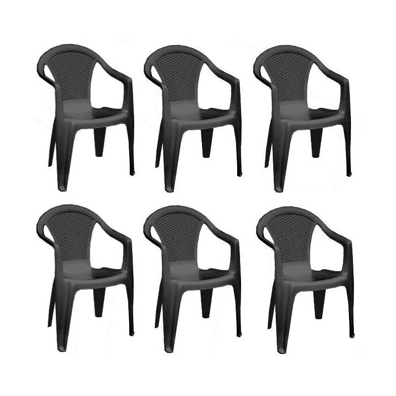SET 6 SEDIE DA GIARDINO KORA IN POLIPROPILENE COLORE MOKA 55 X 54 X 82 CM